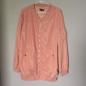 Long Pink Bomber Jacket